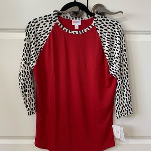 Lularoe Randy baseball tee red/white/black Small